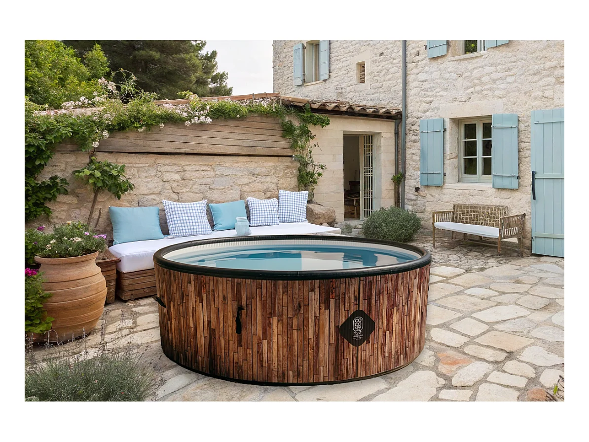 Coco Bain Piscine St Tropez - Pisicne hors sol 180cm De Diamètre - 1200litres - Imitation Bois