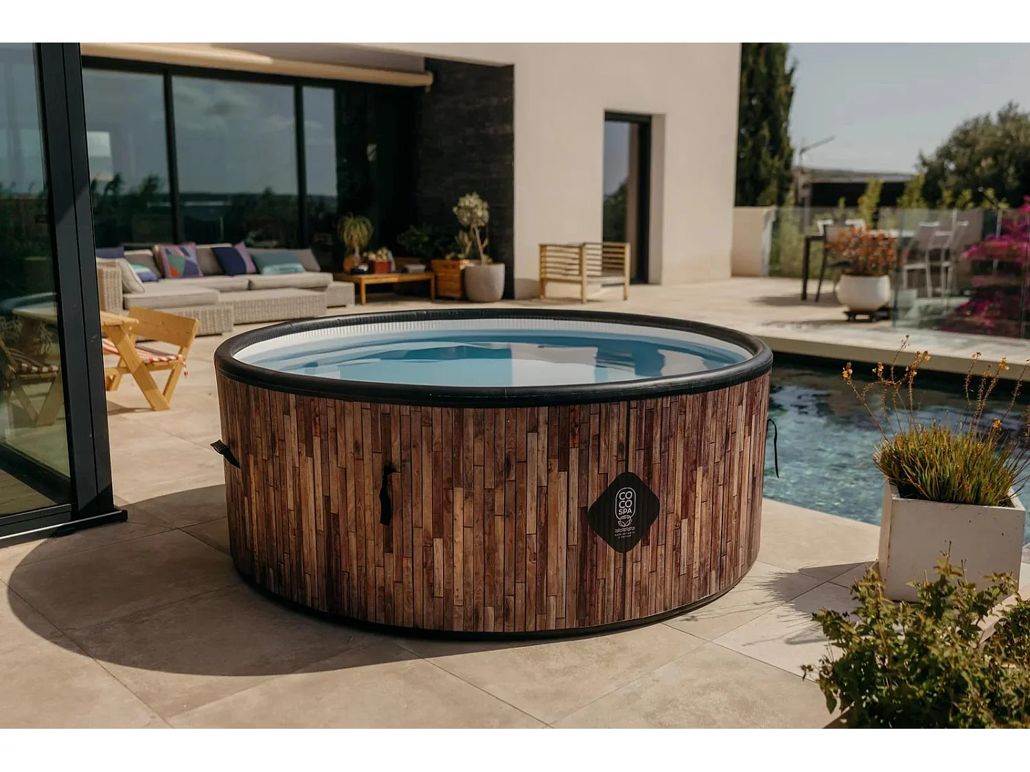 Coco Bain Piscina St Tropez - Piscina Fuori Terra 180 cm di Diametro - 1200 Litri - Imitazione Legno