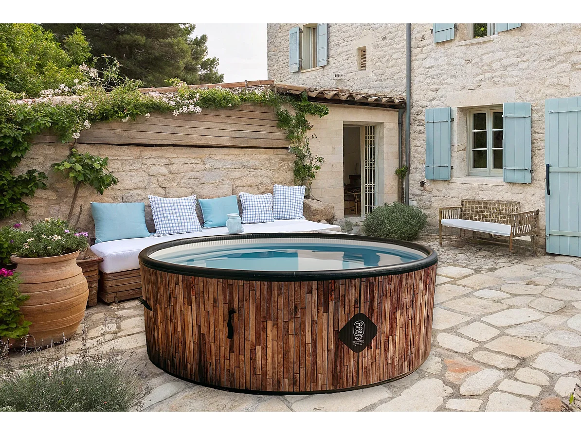 Coco Bain Piscina St Tropez - Piscina Fuori Terra 180 cm di Diametro - 1200 Litri - Imitazione Legno