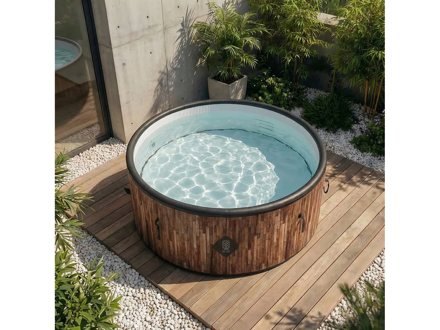 Coco Bain Pool St. Tropez - Aufstellpool 180 cm Durchmesser - 1200 Liter - Holzoptik