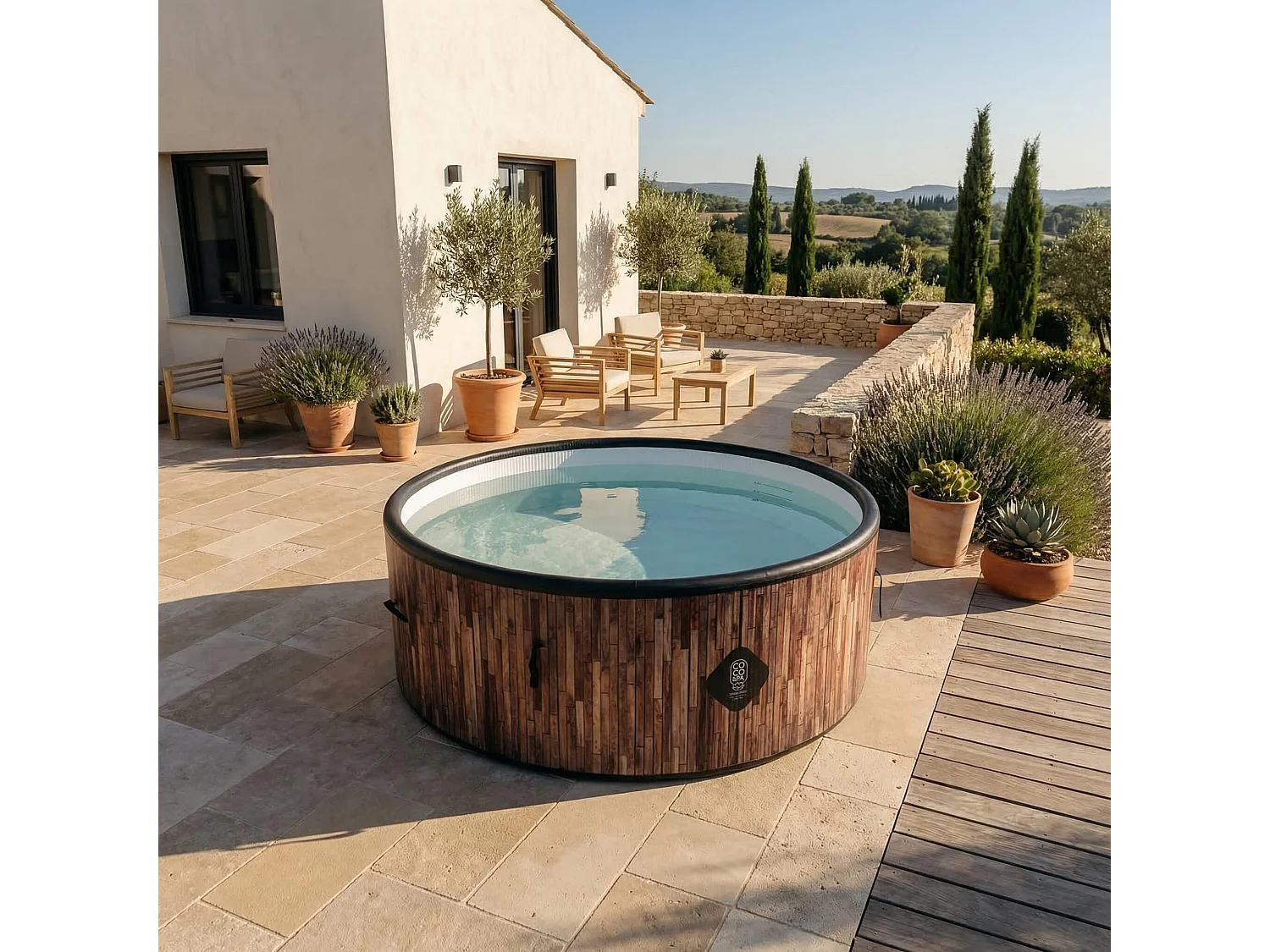 Coco Bain Pool St. Tropez - Aufstellpool 180 cm Durchmesser - 1200 Liter - Holzoptik