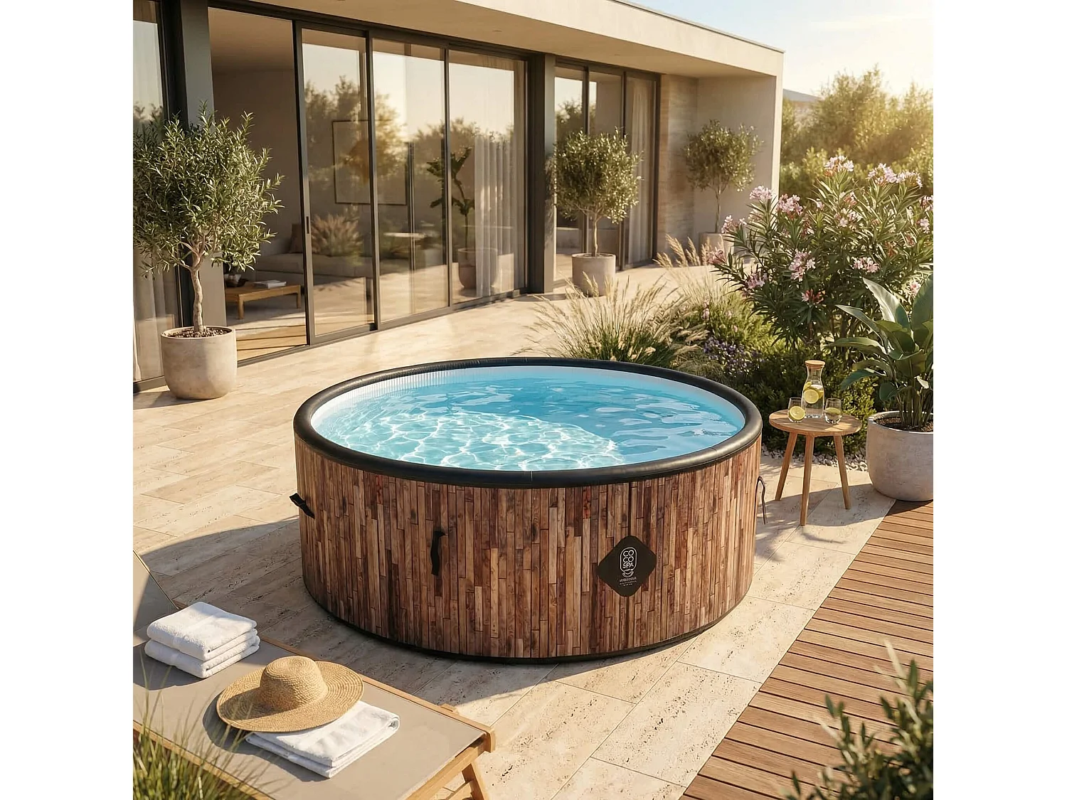 Coco Bain Pool St. Tropez - Aufstellpool 180 cm Durchmesser - 1200 Liter - Holzoptik