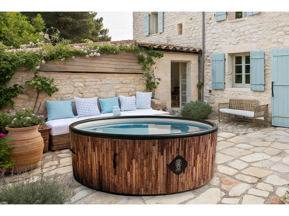 Coco Bain Piscine St Tropez - Pisicne hors sol 180cm De Diamètre - 1200litres - Imitation Bois