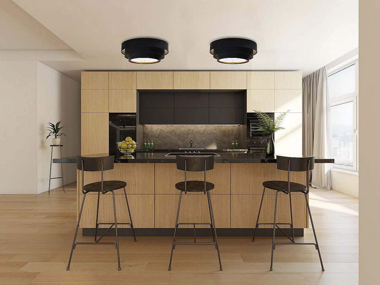 Plafonnier Triniti Velour Noir