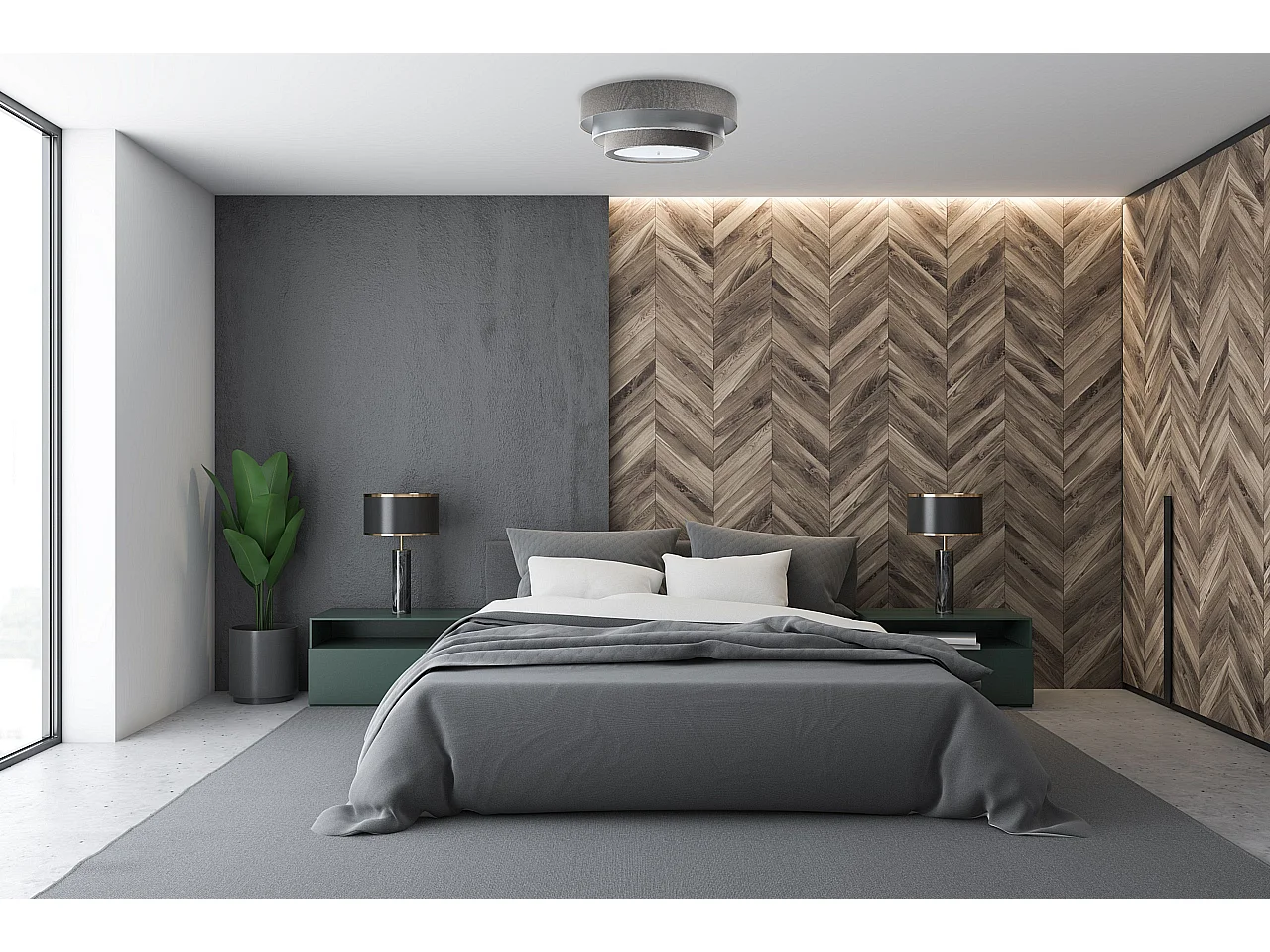 Plafonnier Triniti Ø60cm, diffuseur blanc opale