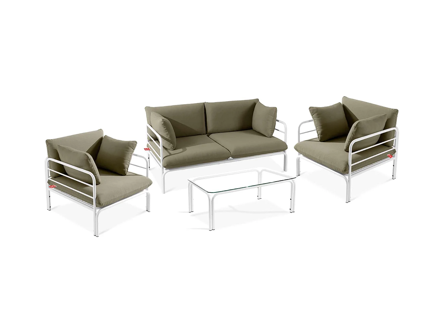 Ensemble de jardin RAMBE blanc et beige, dimensions 150x80x80 cm, idéal pour l'extérieur