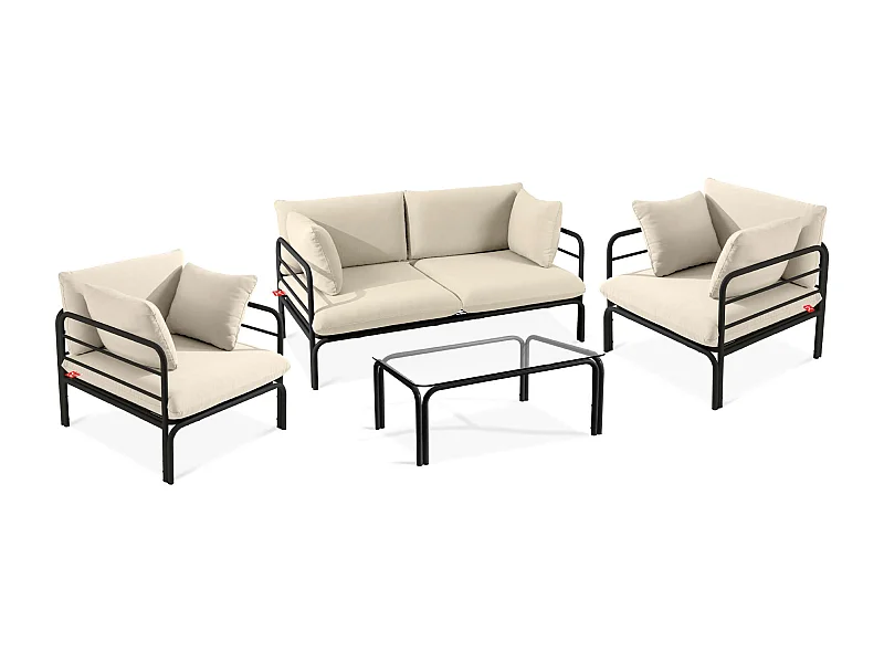 Garten-Sitzgruppen RAMBE grau und gebrochenes Weiß, Maße 150x80x80 cm, Komfort und Stil