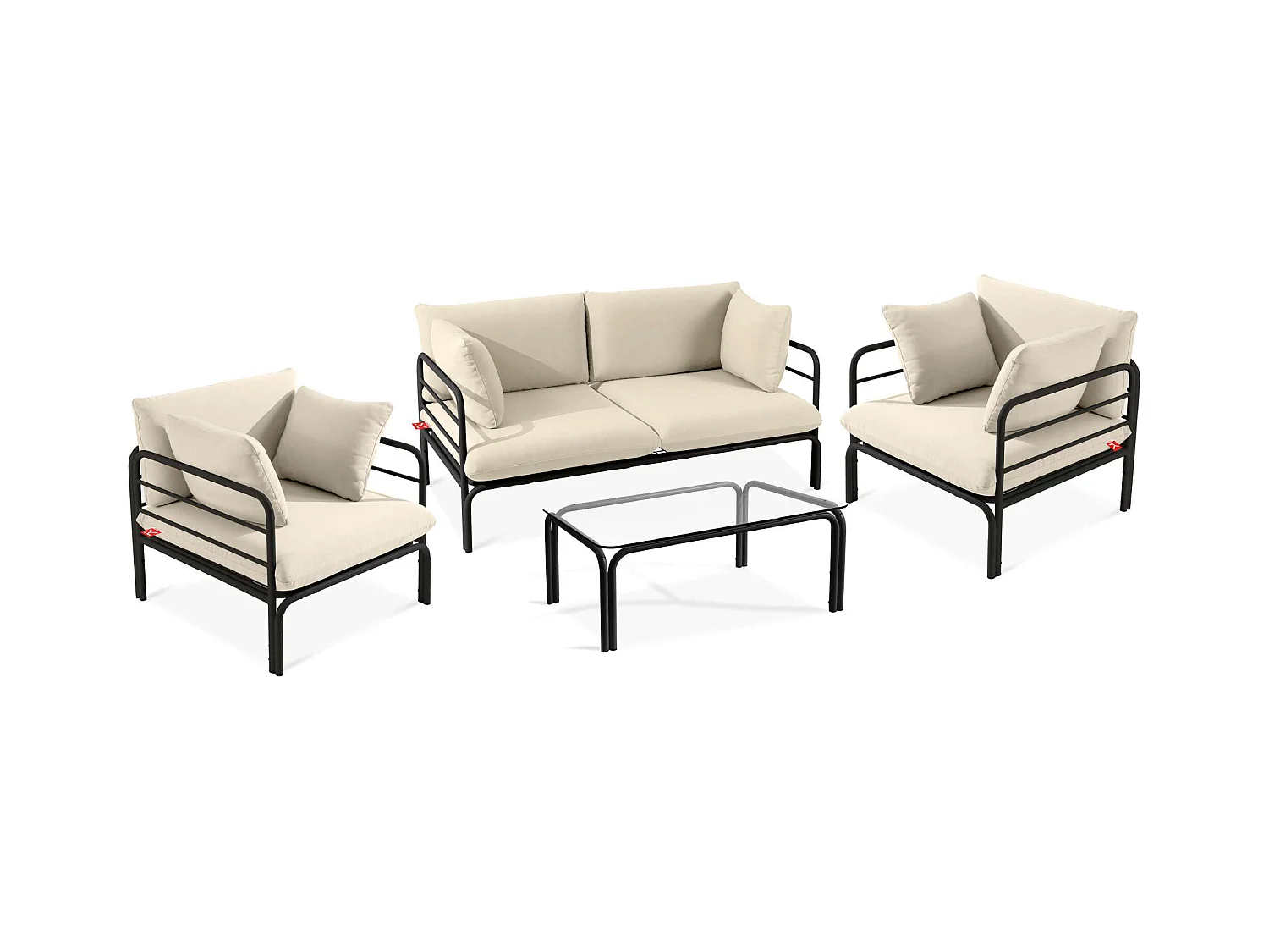 Ensemble de jardin RAMBE gris et blanc cassé, dimensions 150x80x80 cm, confort et style