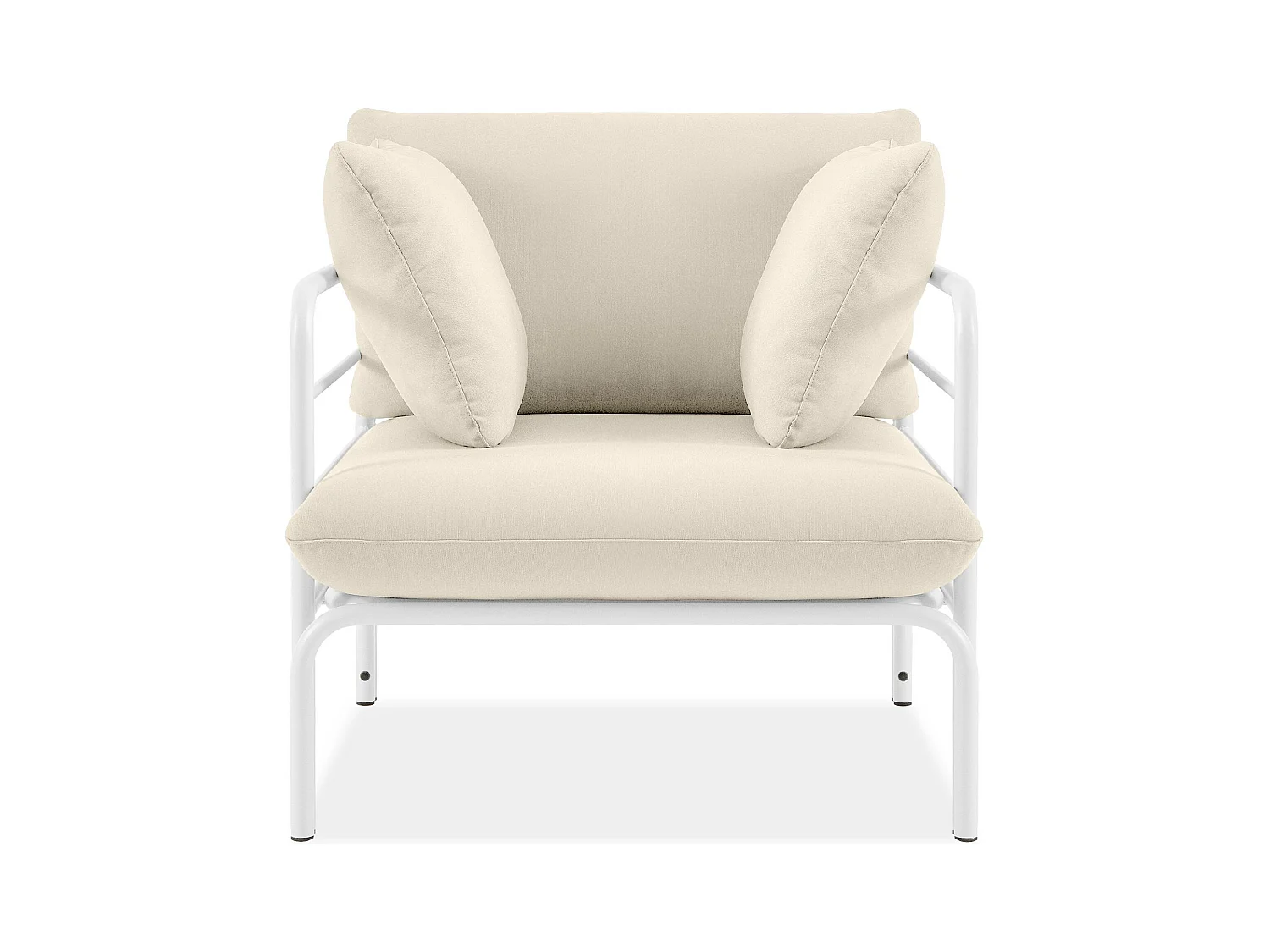 Ensemble de jardin RAMBE blanc et blanc cassé, dimensions 150x80x80 cm, parfait pour terrasses