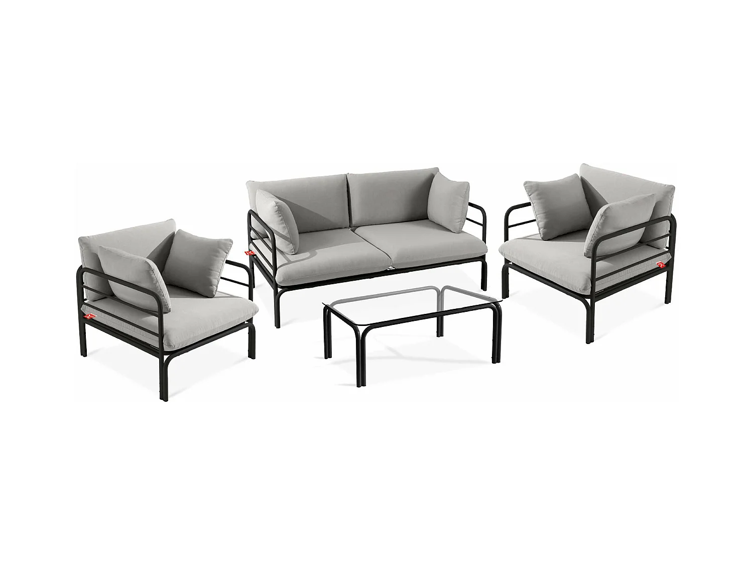 Ensemble de jardin RAMBE anthracite et gris, dimensions 150x80x80 cm, design moderne
