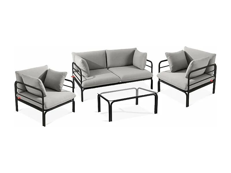 Garten-Sitzgruppen RAMBE anthrazitgrau und grau, Maße 150x80x80 cm, modernes Design