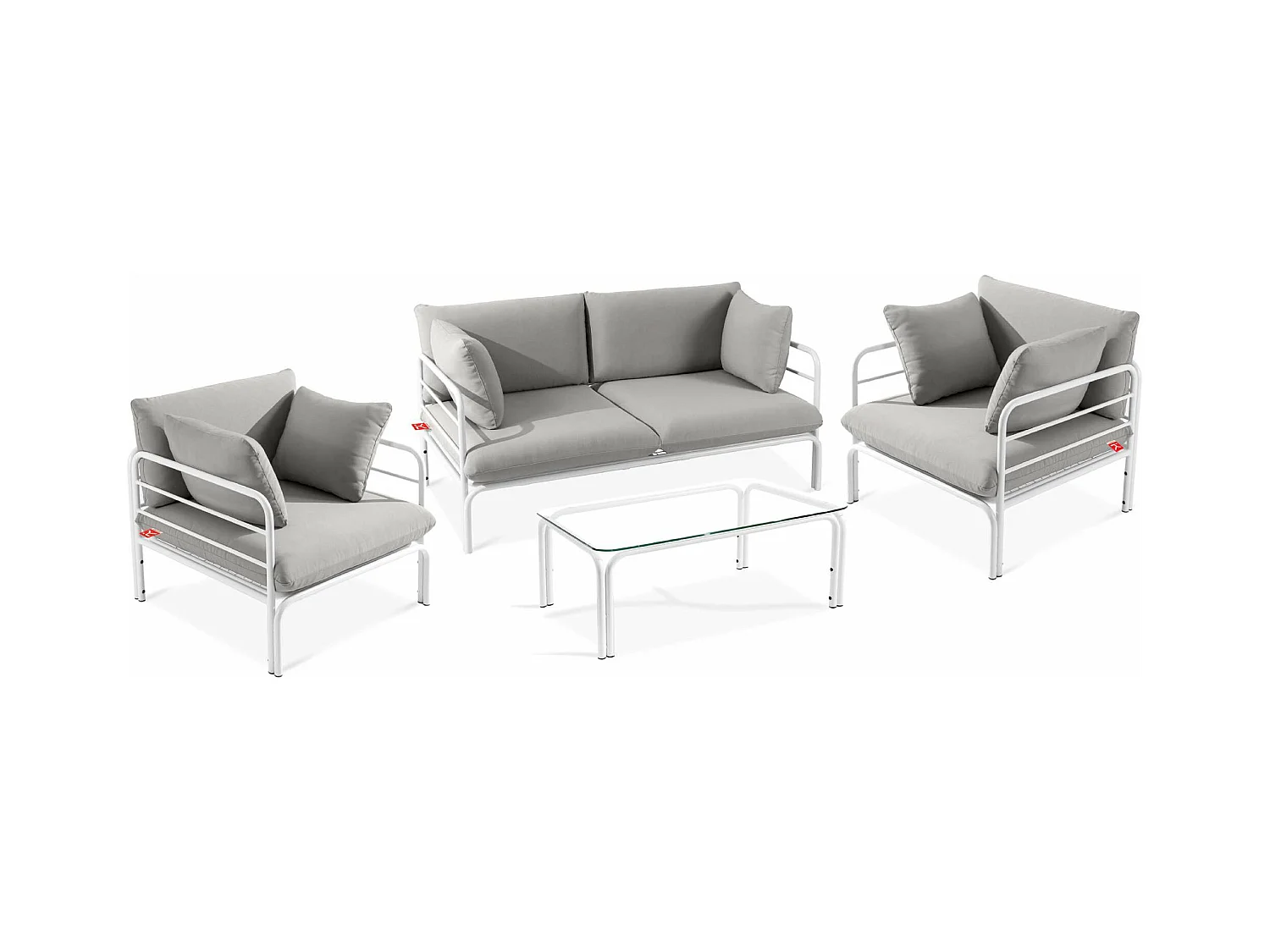 Ensemble de jardin RAMBE blanc et gris, dimensions 150x80x80 cm, design contemporain