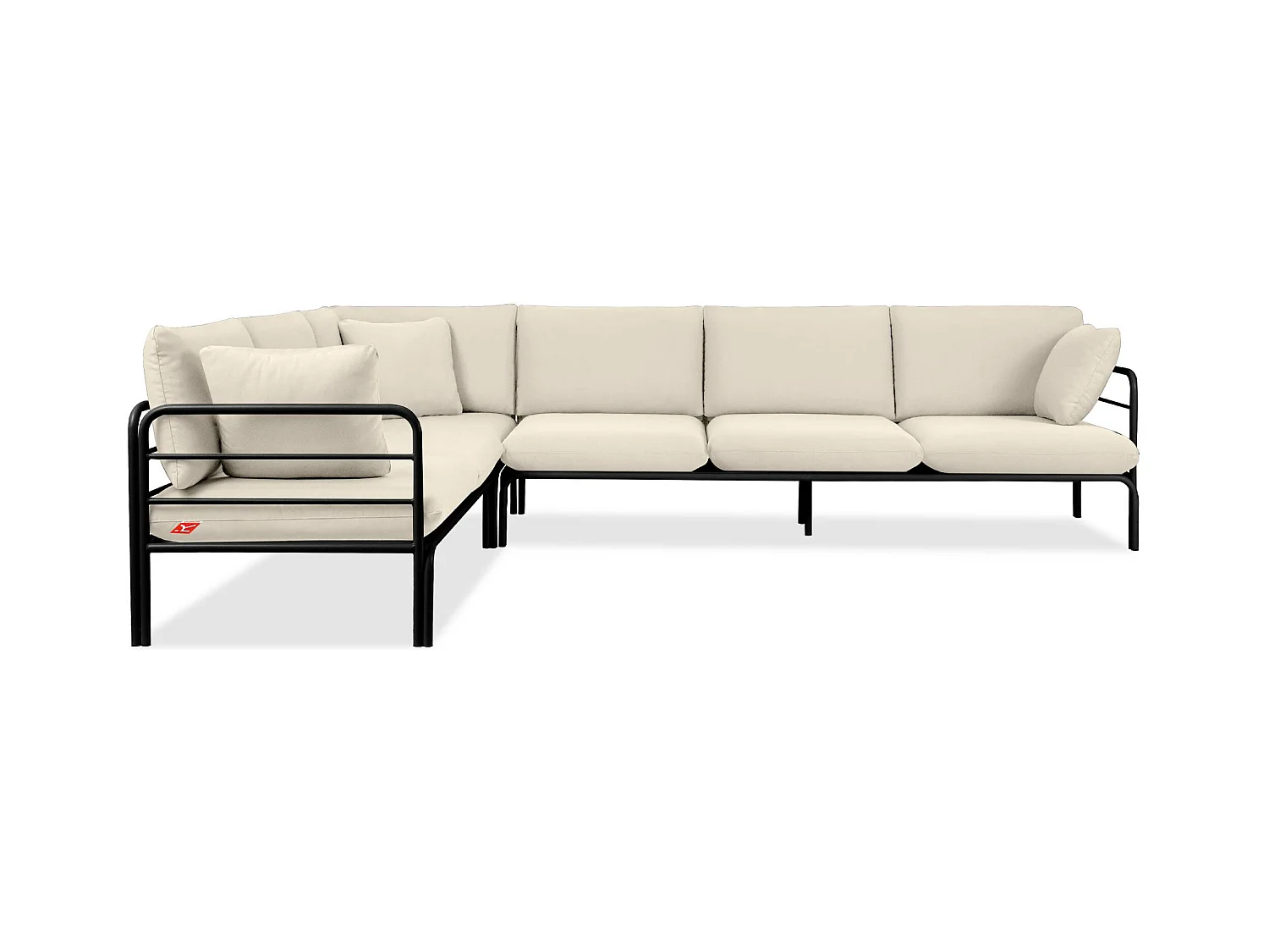 Ensemble d'angle de jardin RAMBE gris et blanc cassé, dimensions 304x80x229 cm, confort maximal