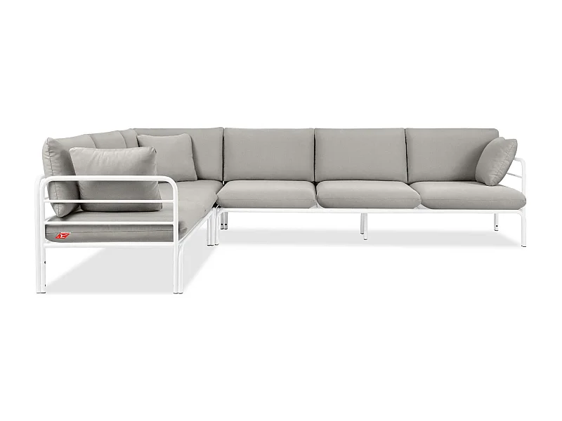 Garten-Ecksofa RAMBE weiß und grau, Maße 304x80x229 cm, zeitgemäßes Design