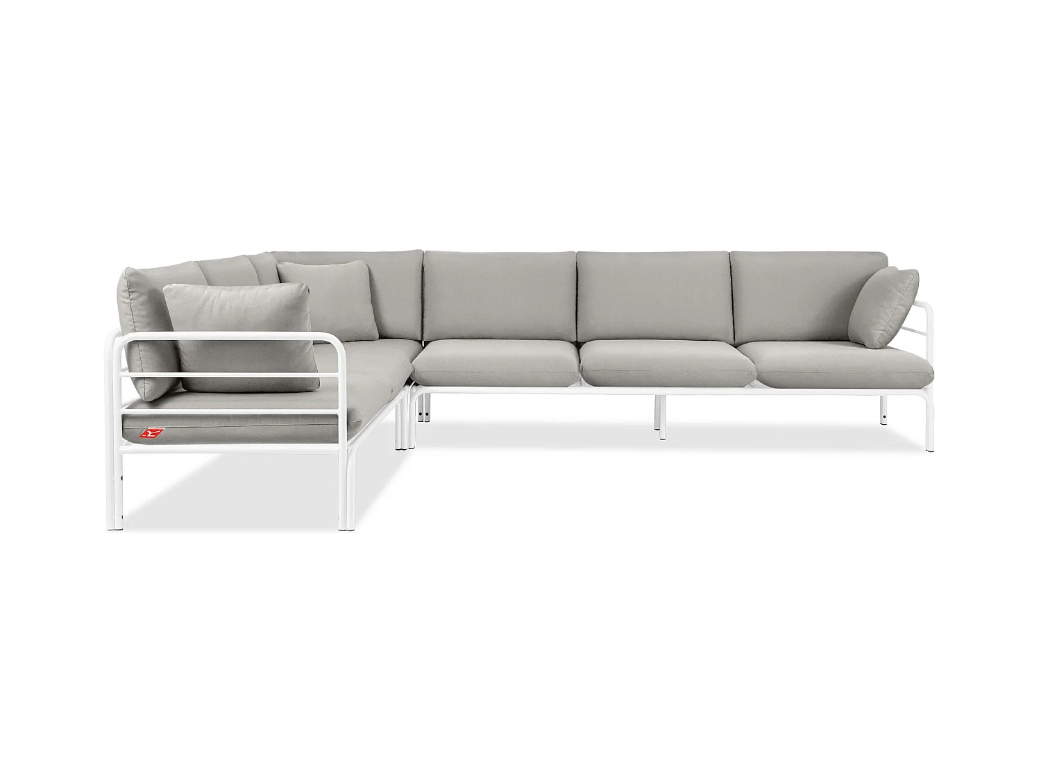 Ensemble d'angle de jardin RAMBE blanc et gris, dimensions 304x80x229 cm, design contemporain