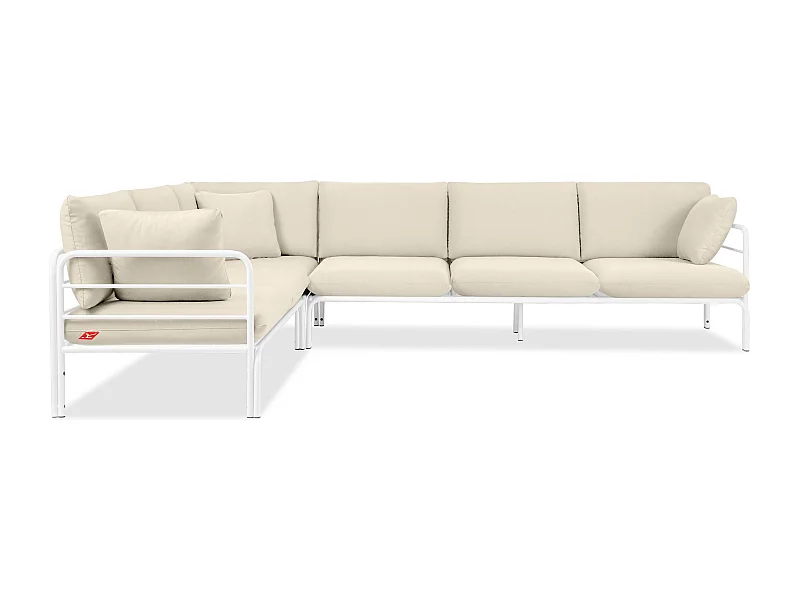 Garten-Ecksofa RAMBE weiß und gebrochenes Weiß, Maße 304x80x229 cm, perfekt für große Räume