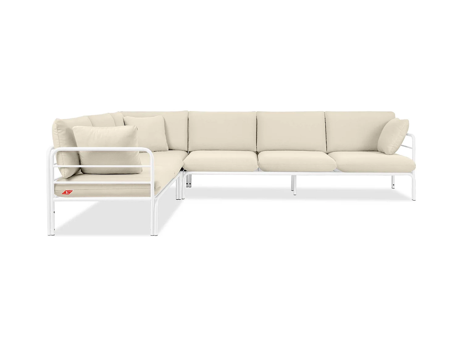 Ensemble d'angle de jardin RAMBE blanc et blanc cassé, dimensions 304x80x229 cm, parfait pour grands espaces