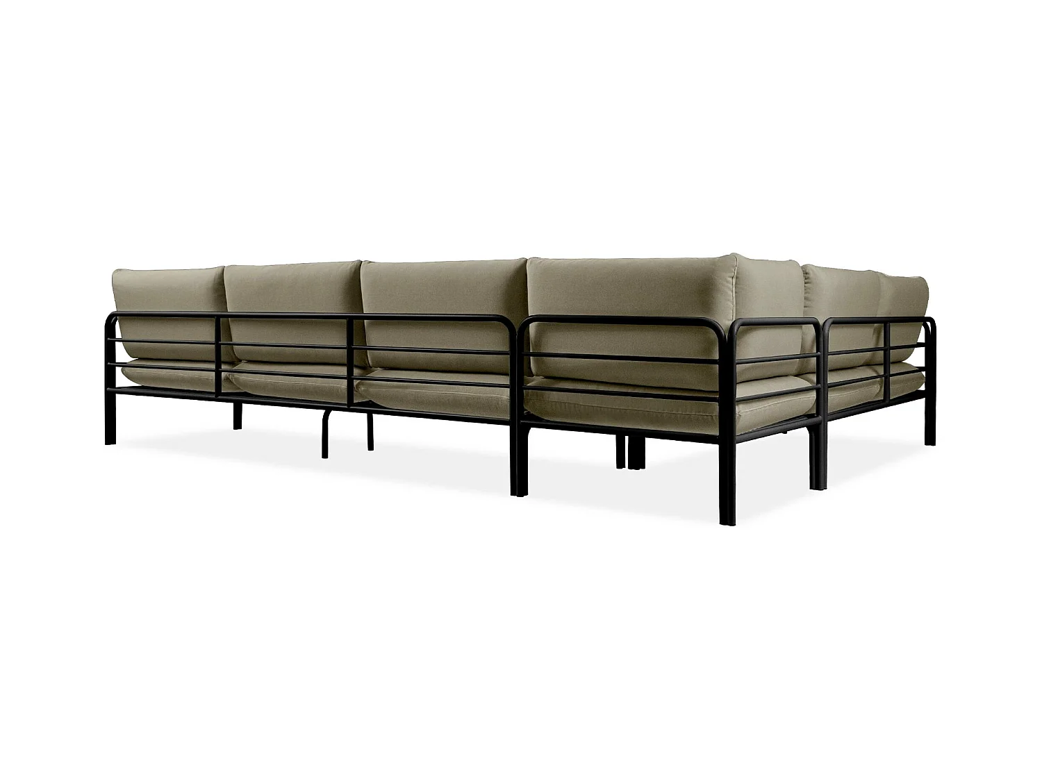 Ensemble d'angle de jardin RAMBE anthracite et beige, dimensions 304x80x229 cm, style élégant