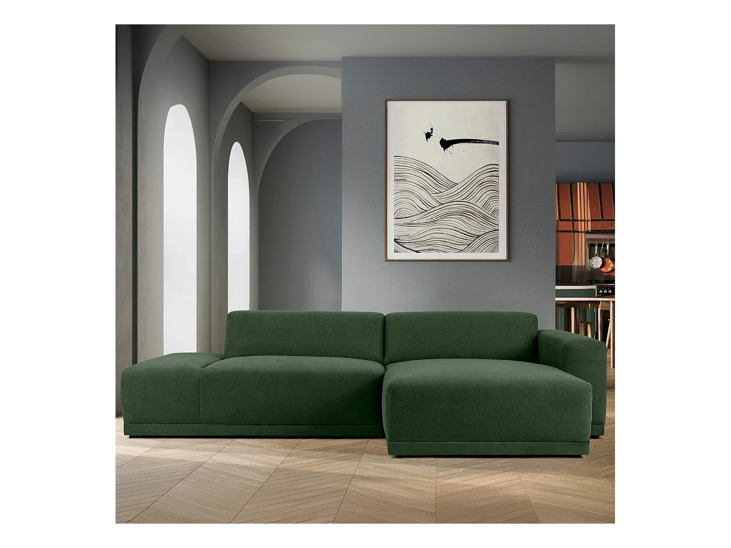 Ecksofa rechts - 3-Sitzer - MUDI - Grün