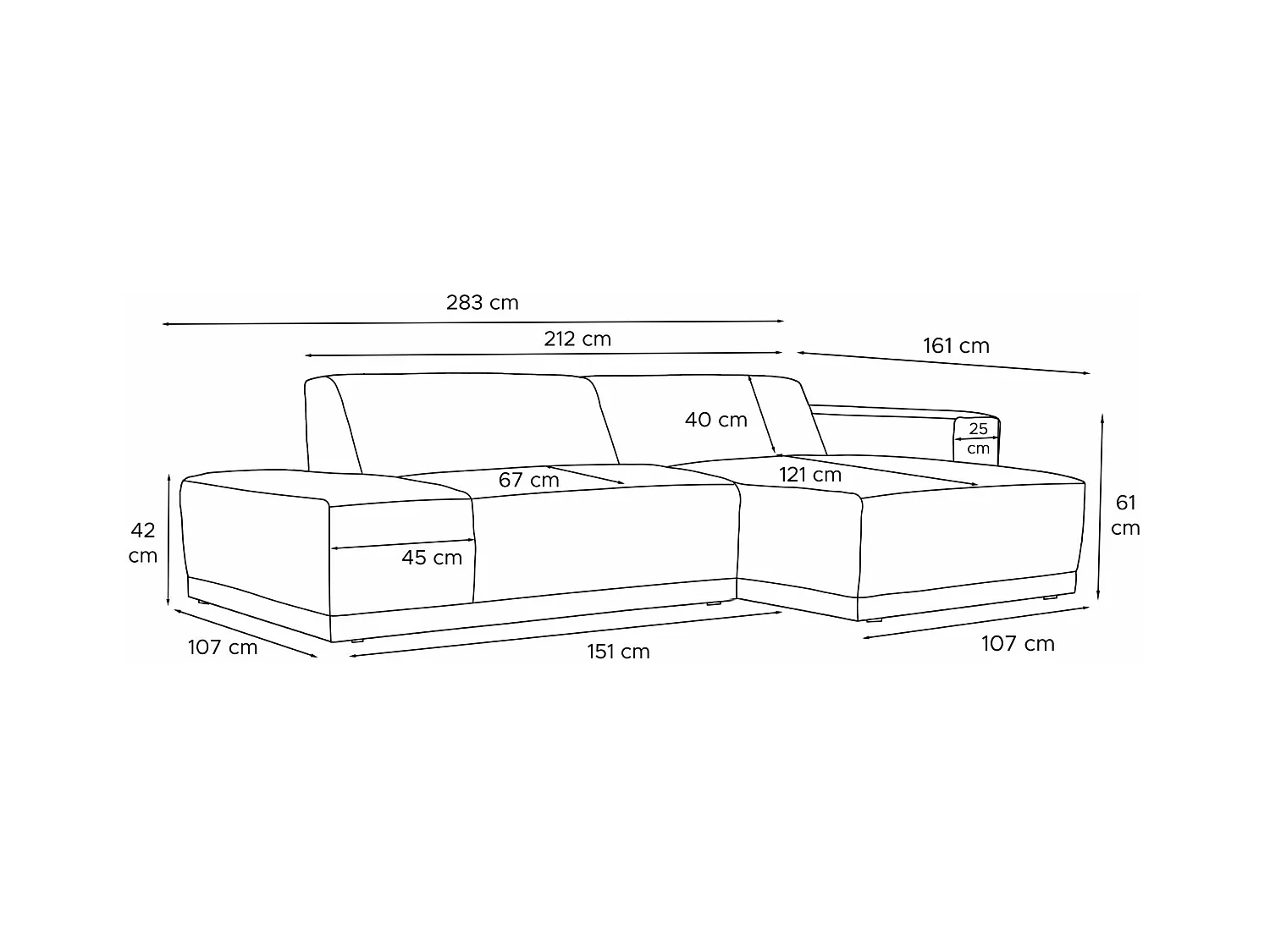 Ecksofa rechts - 3-Sitzer - MUDI - Grün