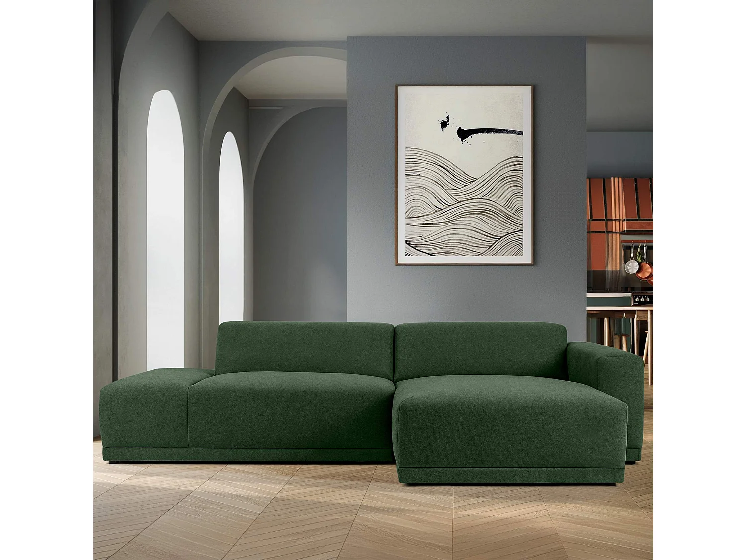 Ecksofa rechts - 3-Sitzer - MUDI - Grün