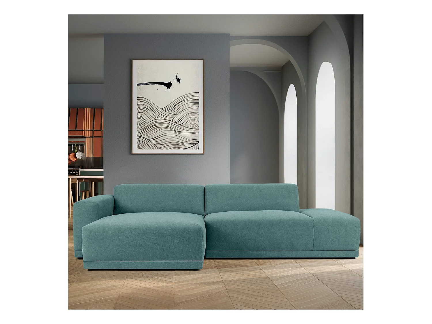 Ecksofa links - 3-Sitzer - MUDI - Hellblau