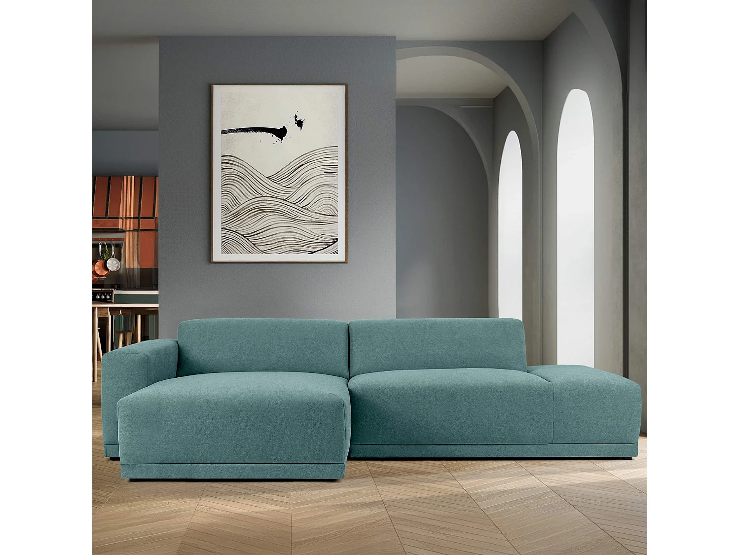 Ecksofa links - 3-Sitzer - MUDI - Hellblau