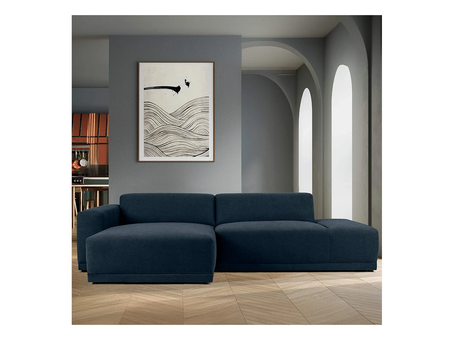 Ecksofa links - 3-Sitzer - MUDI - Dunkelblau