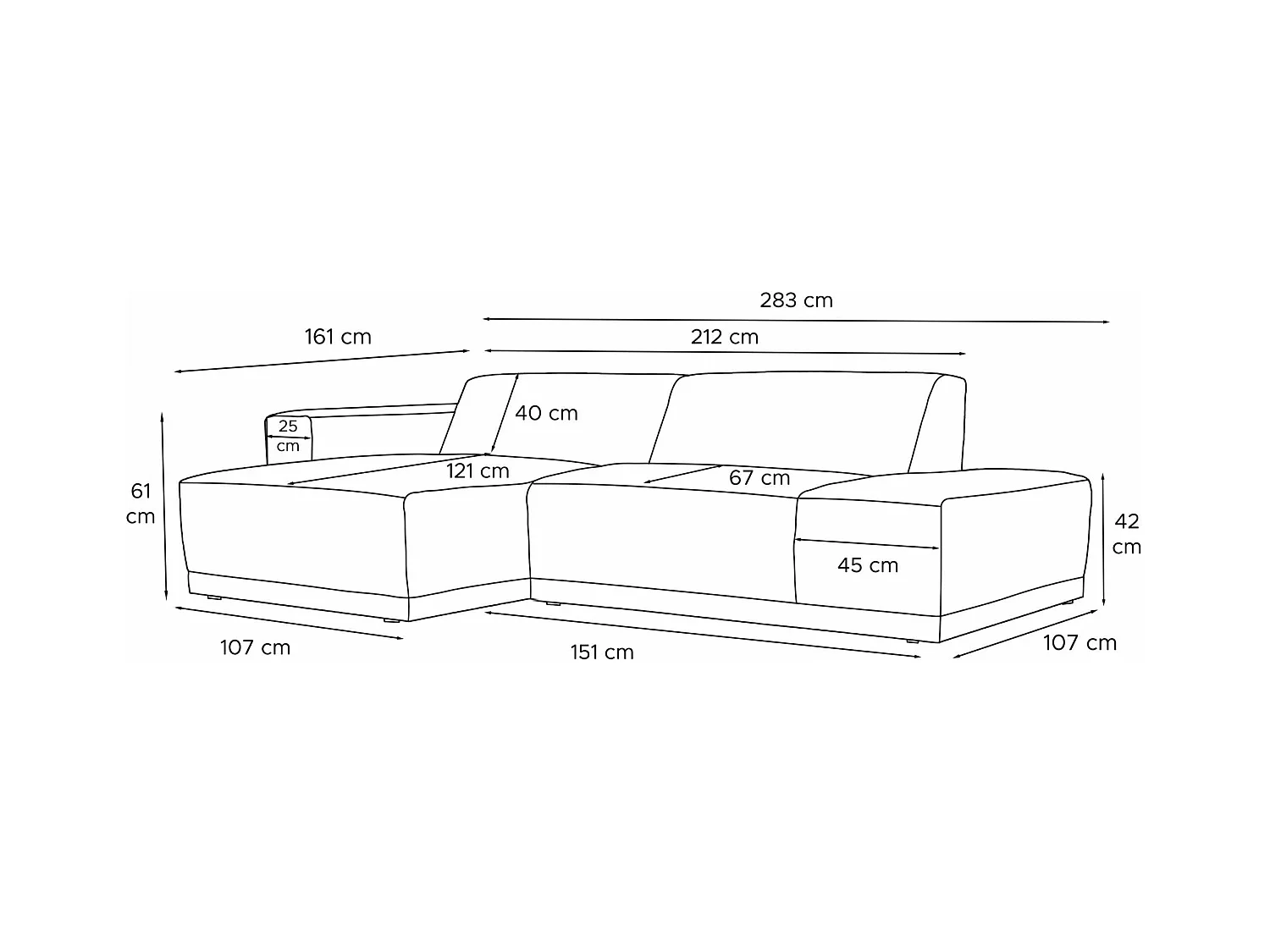 Ecksofa links - 3-Sitzer - MUDI - Dunkelblau