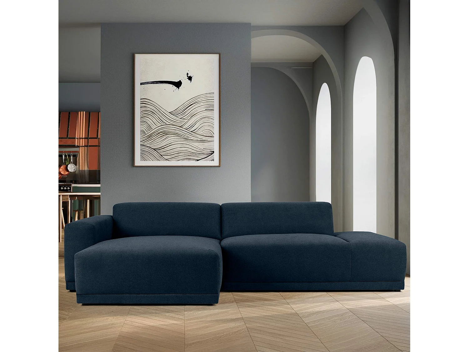 Ecksofa links - 3-Sitzer - MUDI - Dunkelblau