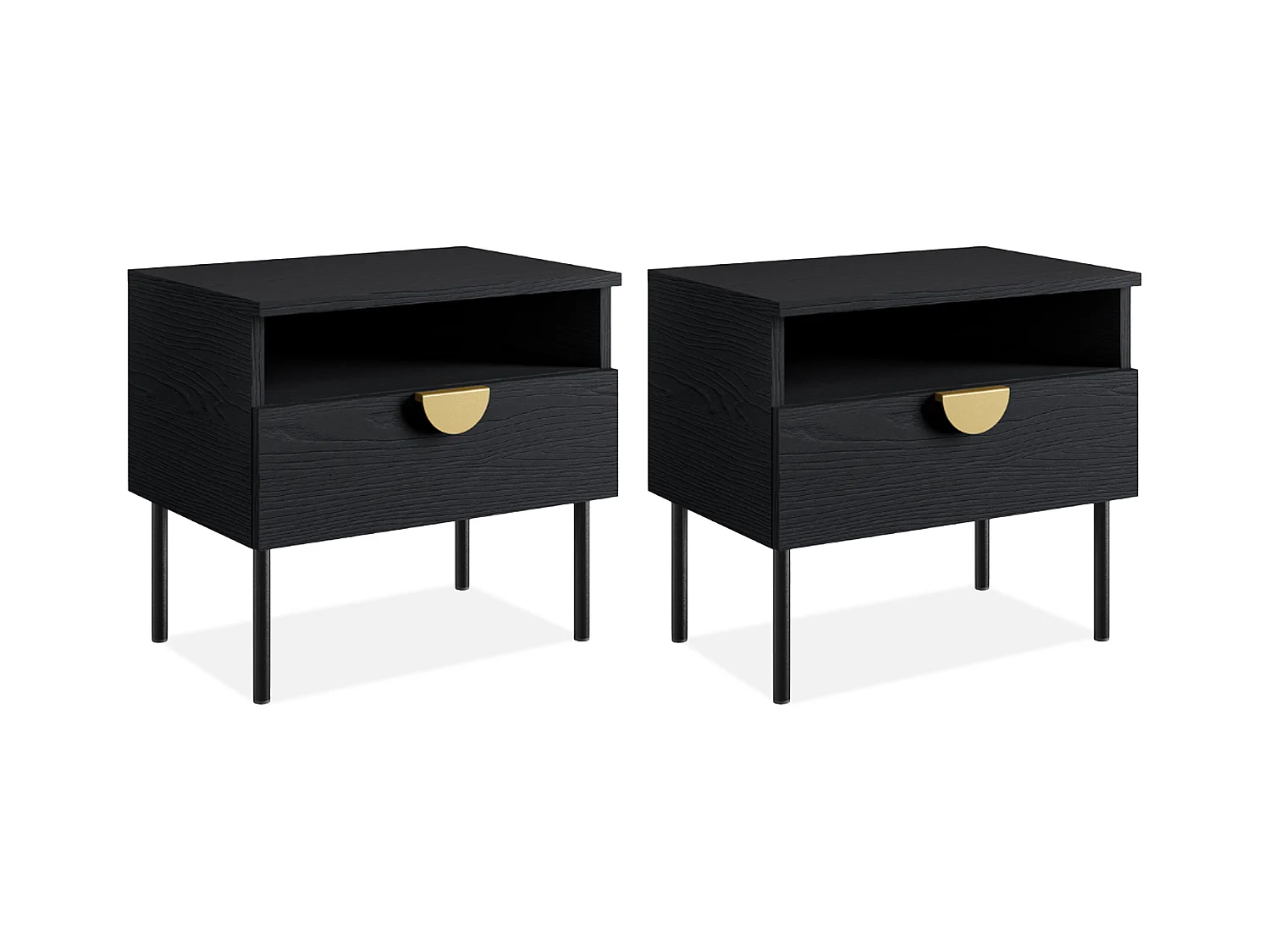 Set de 2 tables de chevet VIDIS noir, dimensions 50x46x35 cm, design élégant