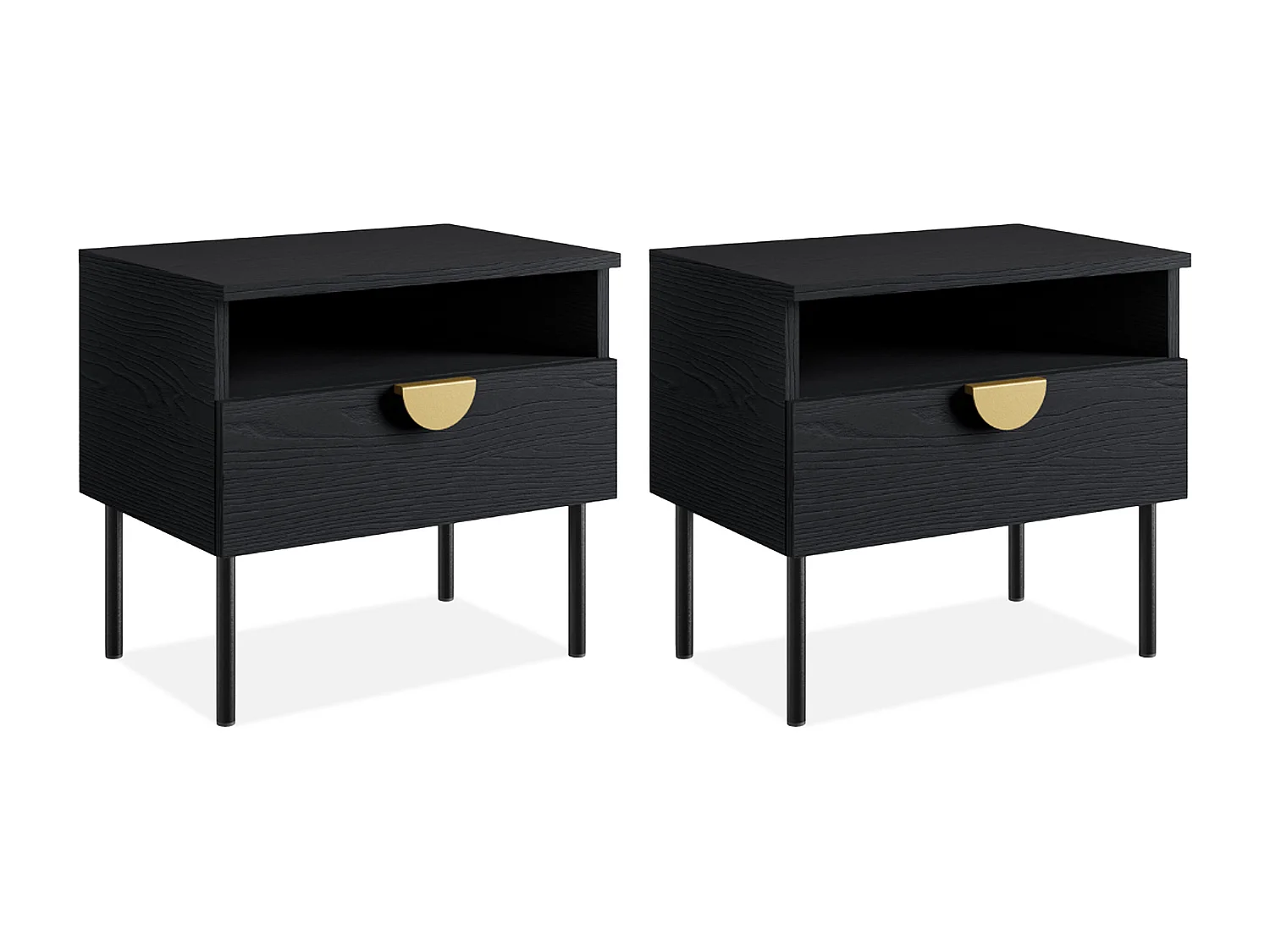 Set de 2 tables de chevet VIDIS noir, dimensions 50x46x35 cm, design élégant