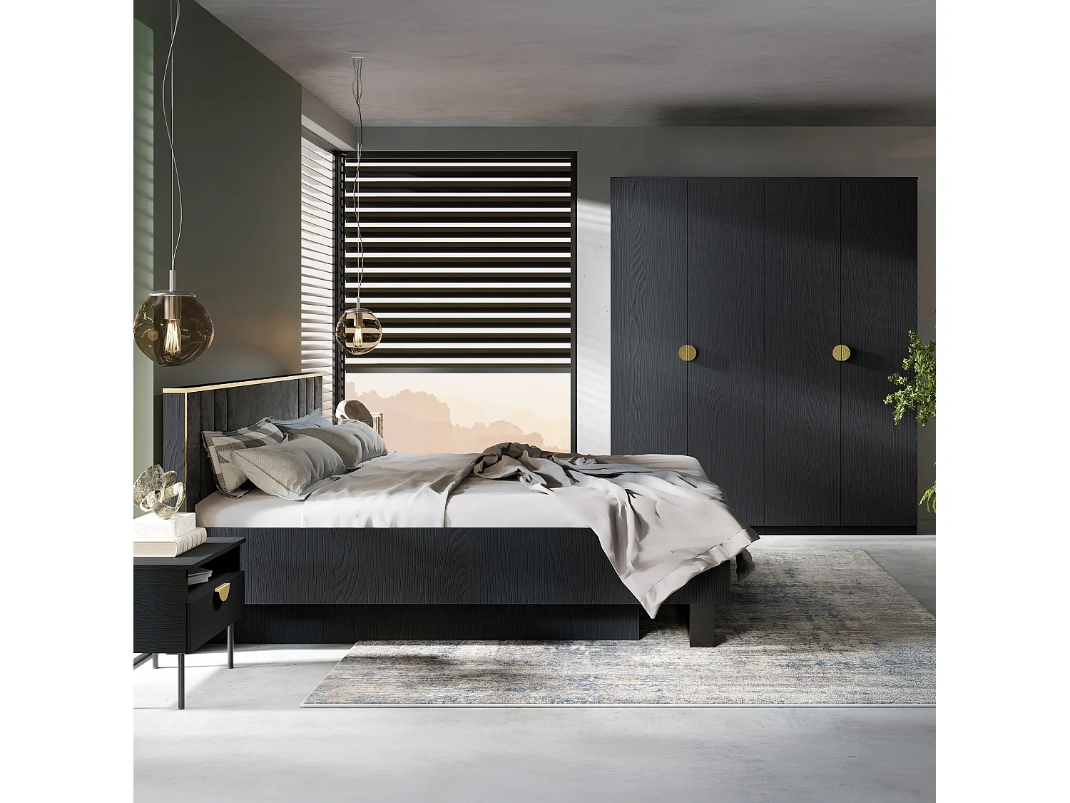 Set de 2 tables de chevet VIDIS noir, dimensions 50x46x35 cm, design élégant