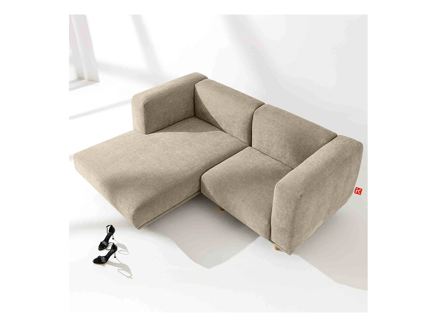 Canapé d'angle gauche - FOSERO - 3 places - Beige