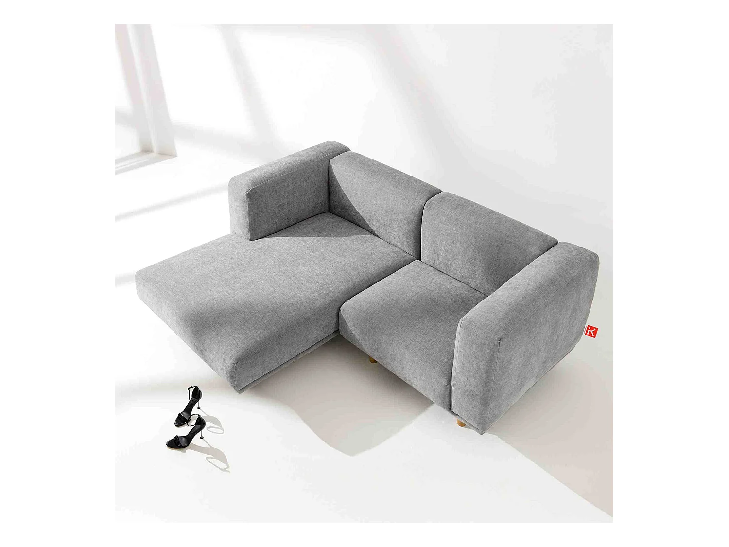 Canapé d'angle gauche - FOSERO - 3 places - Gris clair