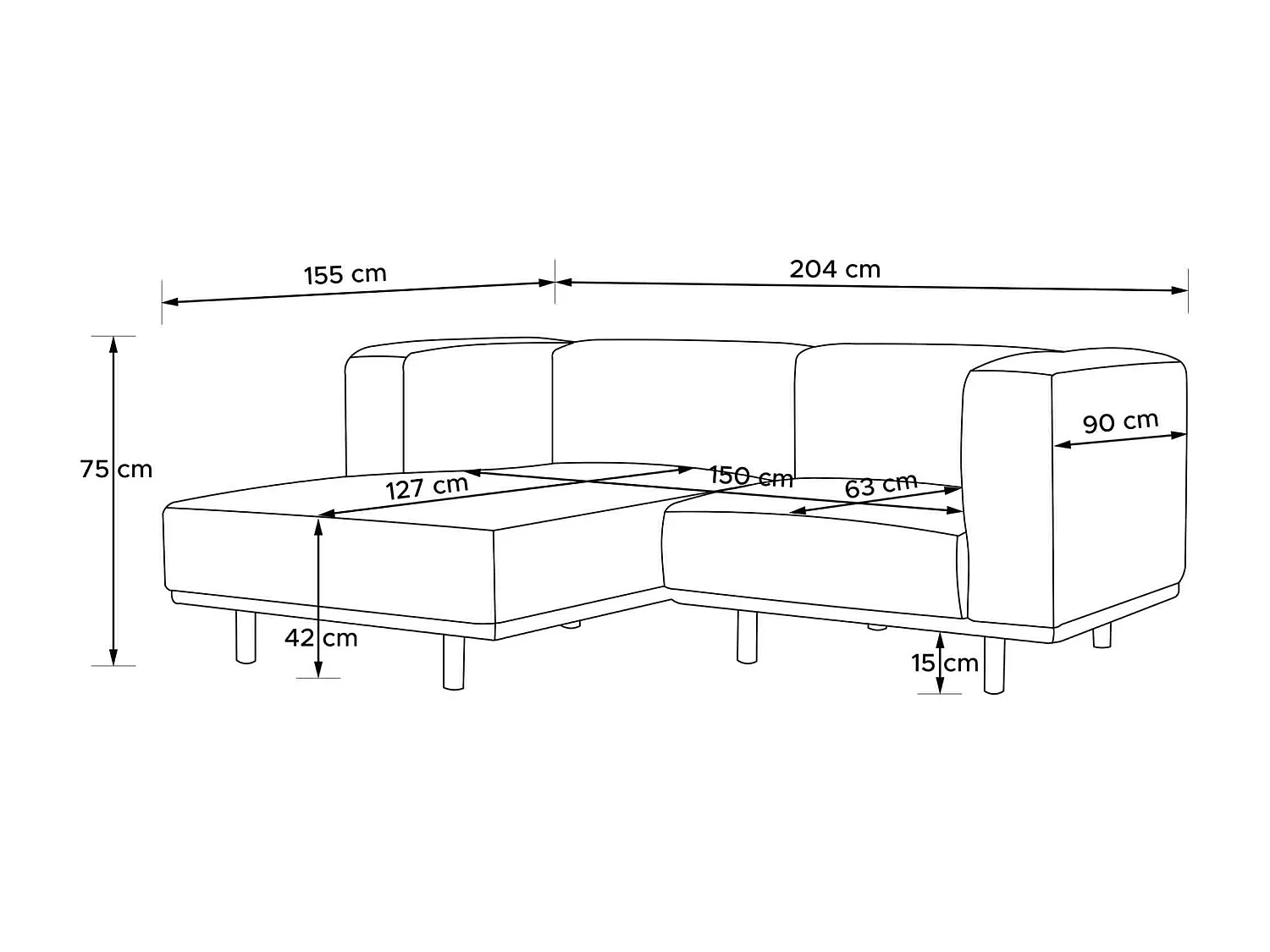 Canapé d'angle gauche - FOSERO - 3 places - Gris clair