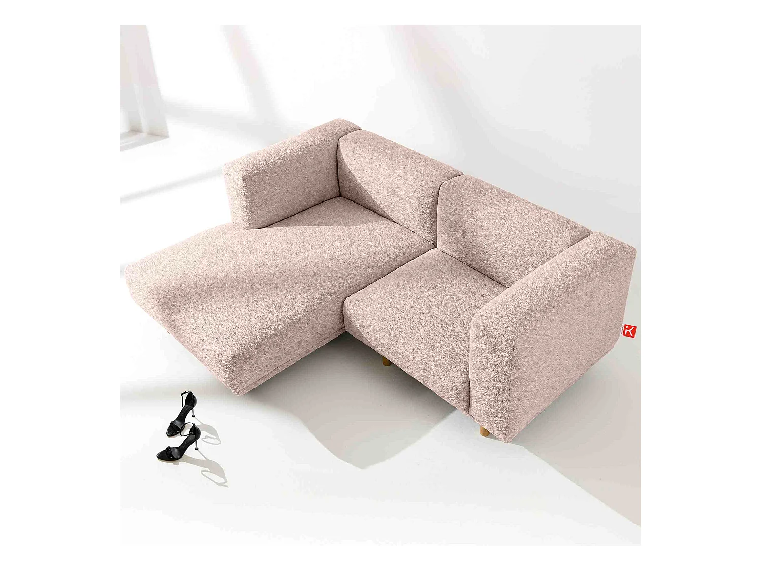 Canapé d'angle gauche - FOSERO - 3 places - Rose