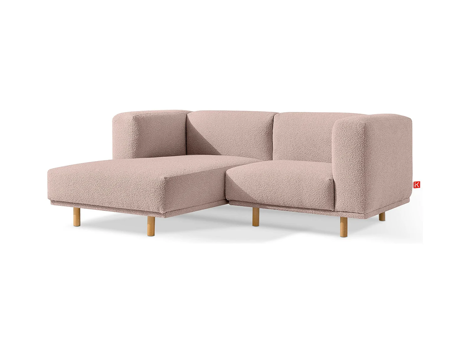 Canapé d'angle gauche - FOSERO - 3 places - Rose