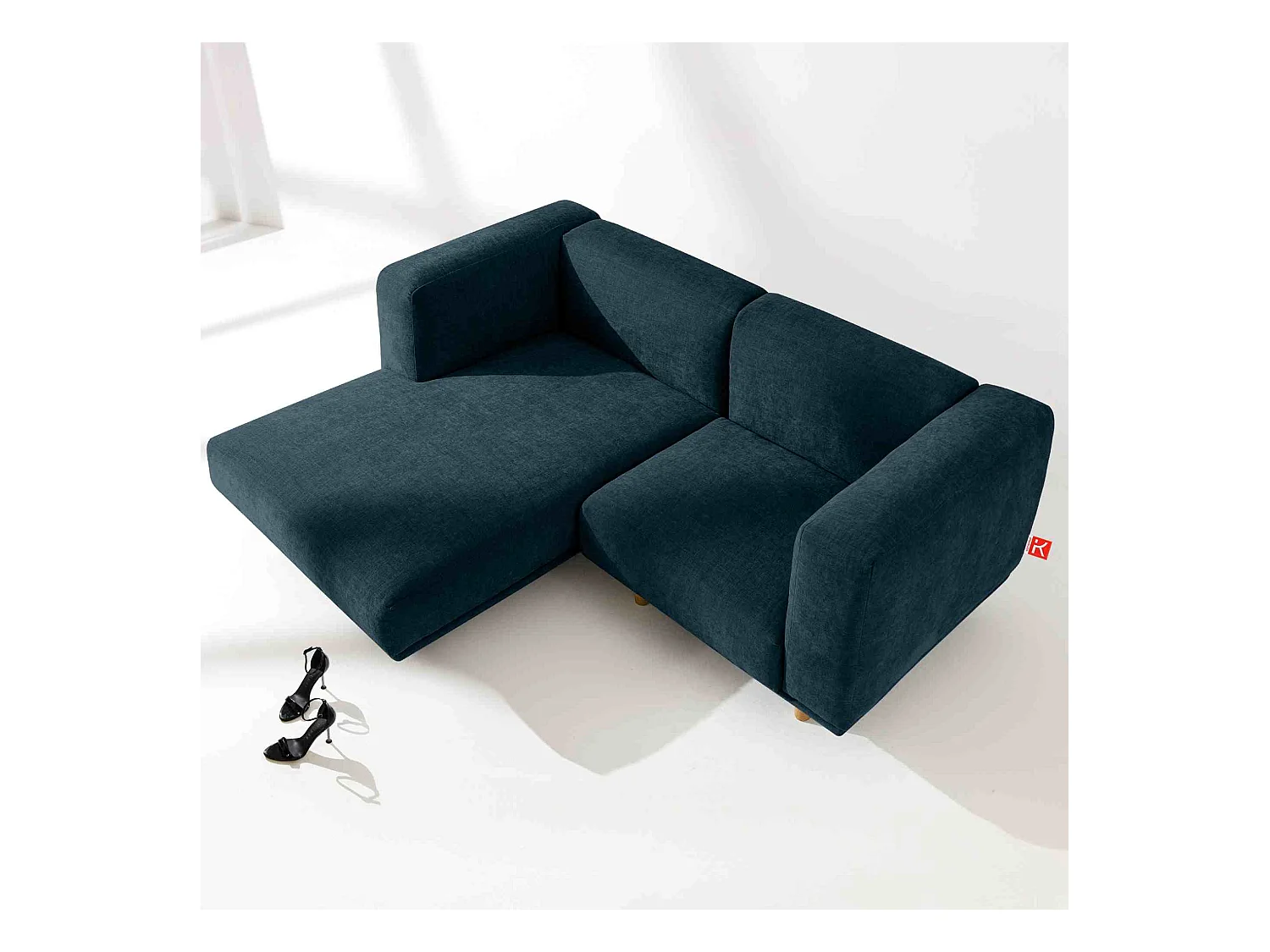 Sofa FOSERO - Ecksofa links - 3-Sitzer - Blaugrün