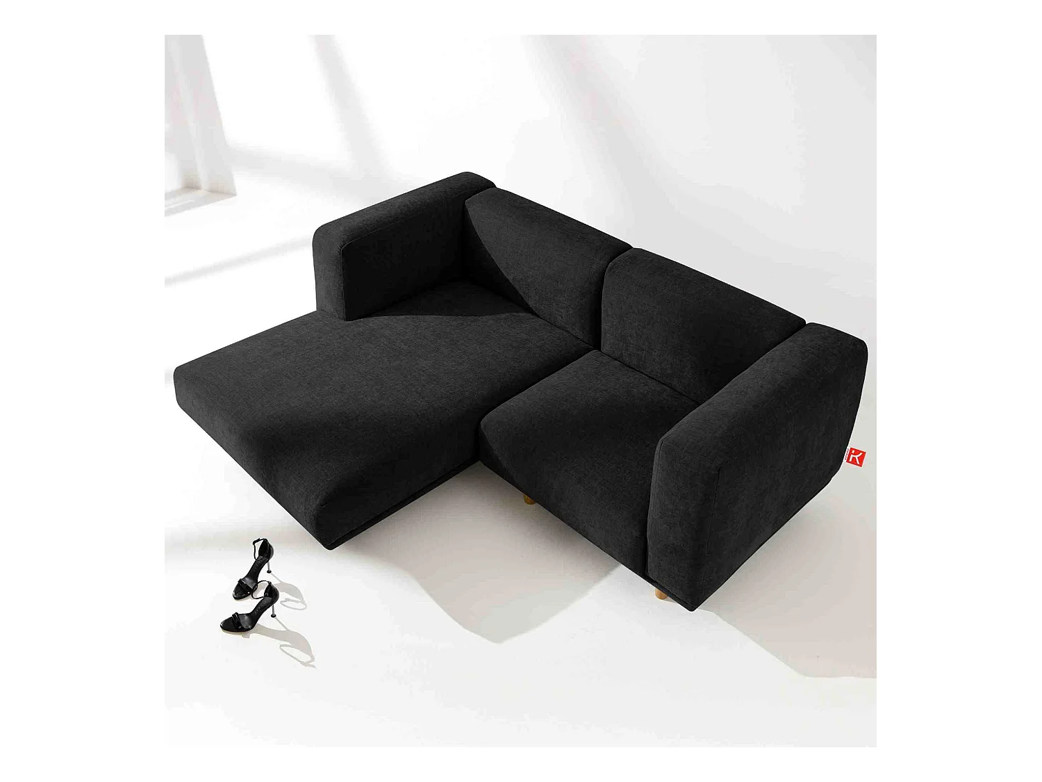 Canapé d'angle gauche - FOSERO - 3 places - Anthracite