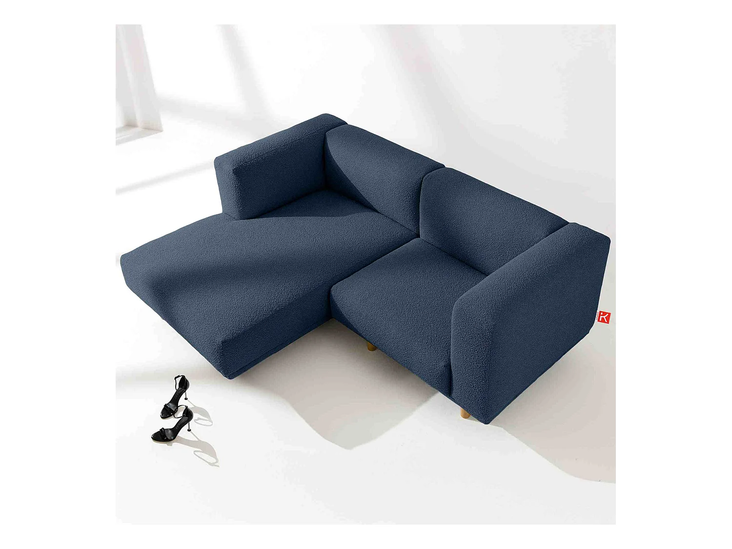 Canapé d'angle gauche - FOSERO - 3 places - Bleu foncé