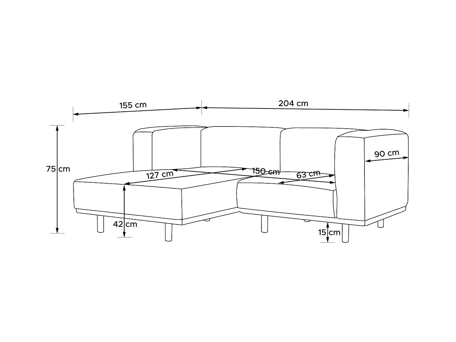 Canapé d'angle gauche - FOSERO - 3 places - Bleu foncé