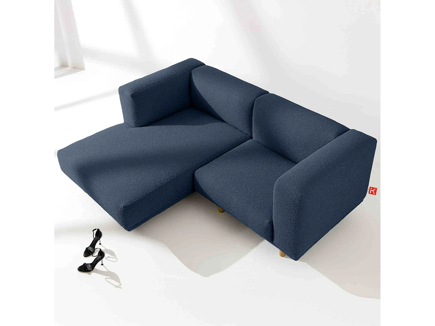 Canapé d'angle gauche - FOSERO - 3 places - Bleu foncé