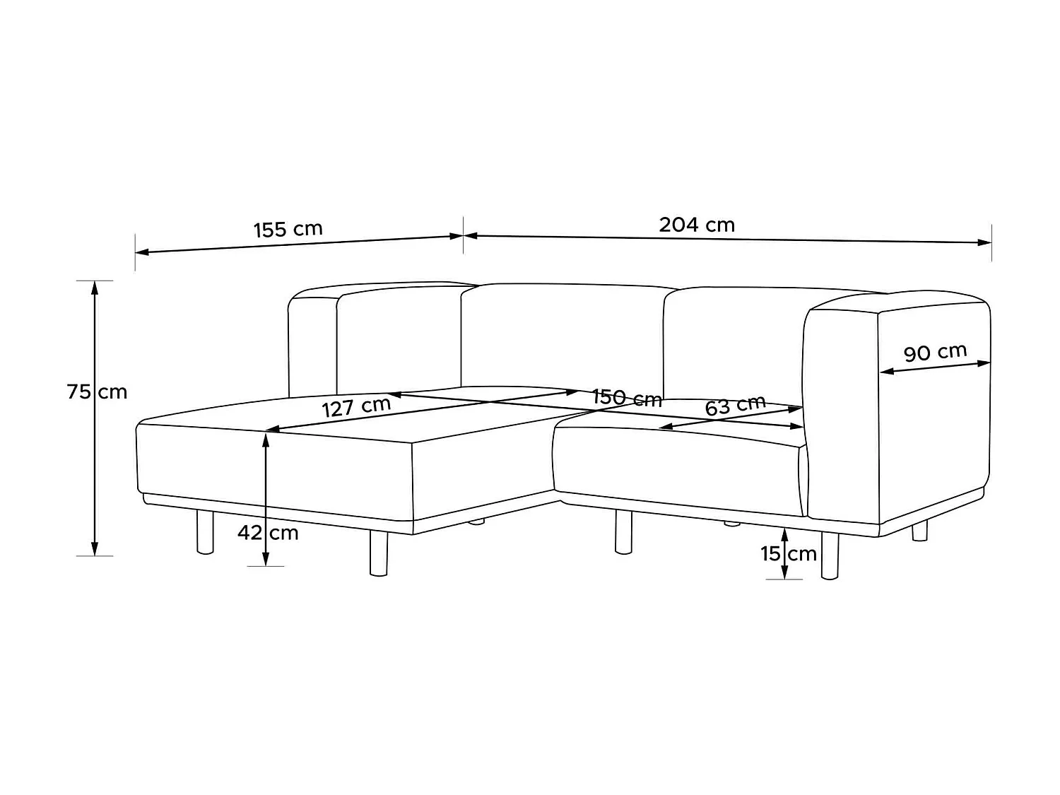 Canapé d'angle gauche - FOSERO - 3 places - Bleu foncé