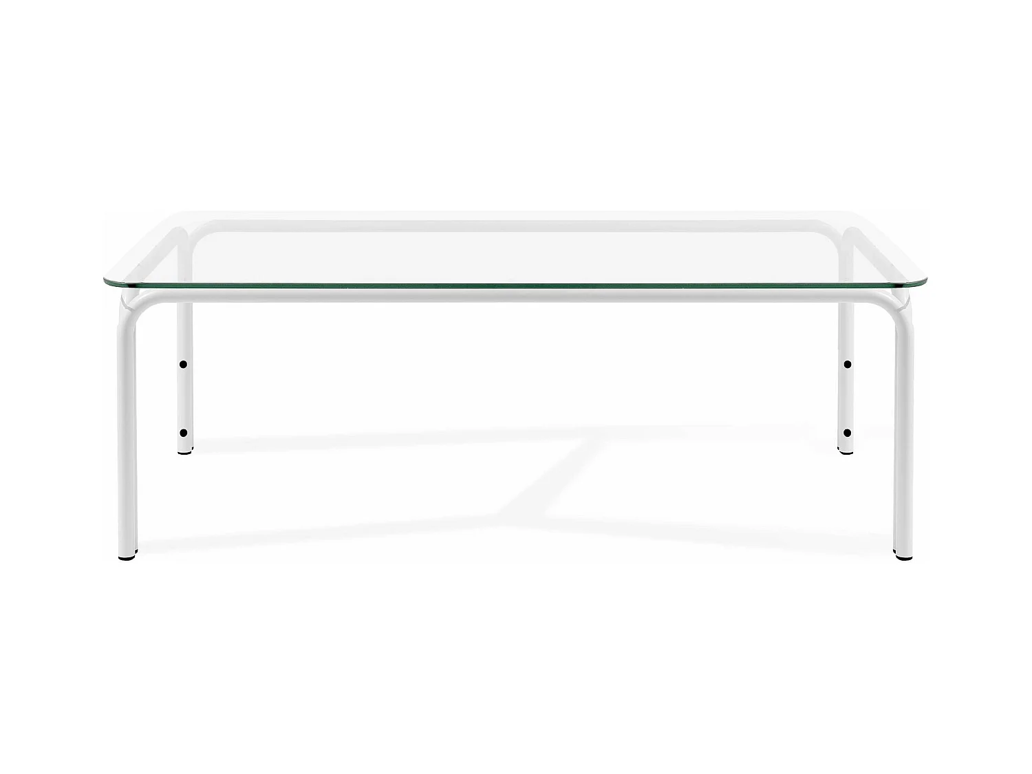 Table de jardin RAMBE blanc, dimensions 125x42x65 cm, parfait pour terrasses