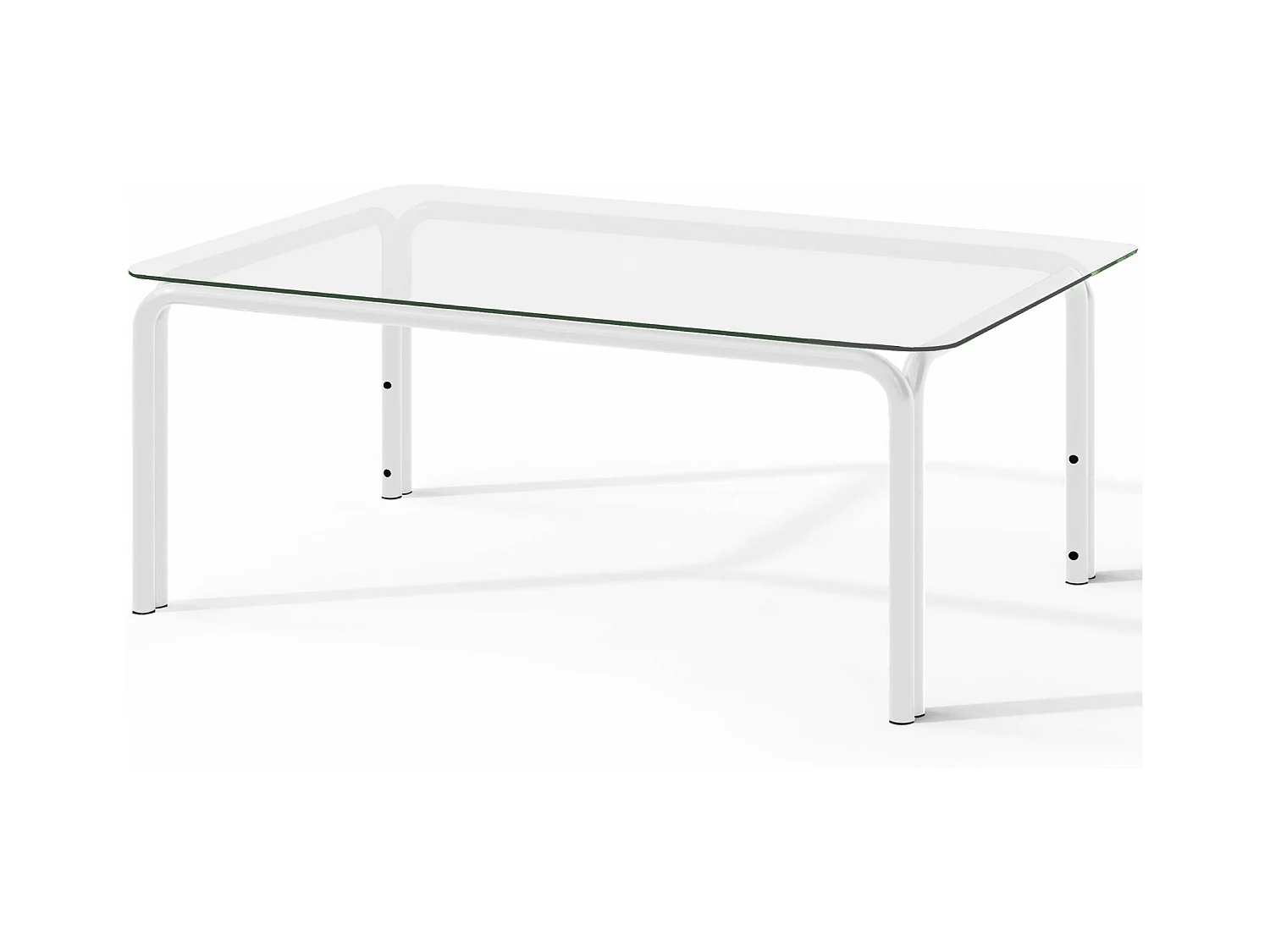 Table de jardin RAMBE blanc, dimensions 125x42x65 cm, parfait pour terrasses