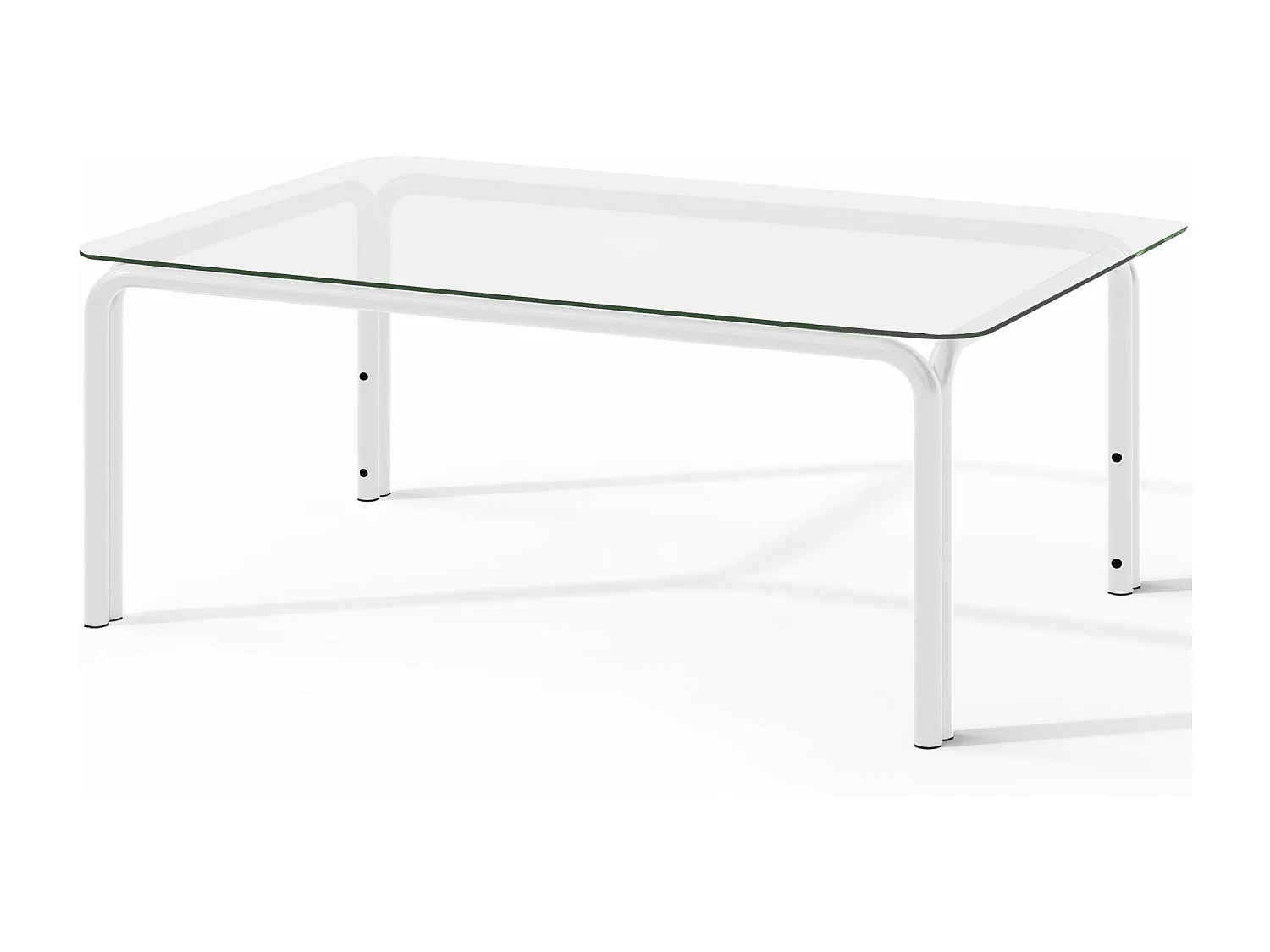Table de jardin RAMBE blanc, dimensions 125x42x65 cm, parfait pour terrasses