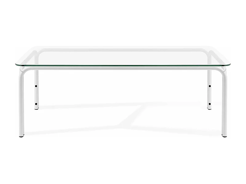 Table de jardin RAMBE blanc, dimensions 125x42x65 cm, parfait pour terrasses
