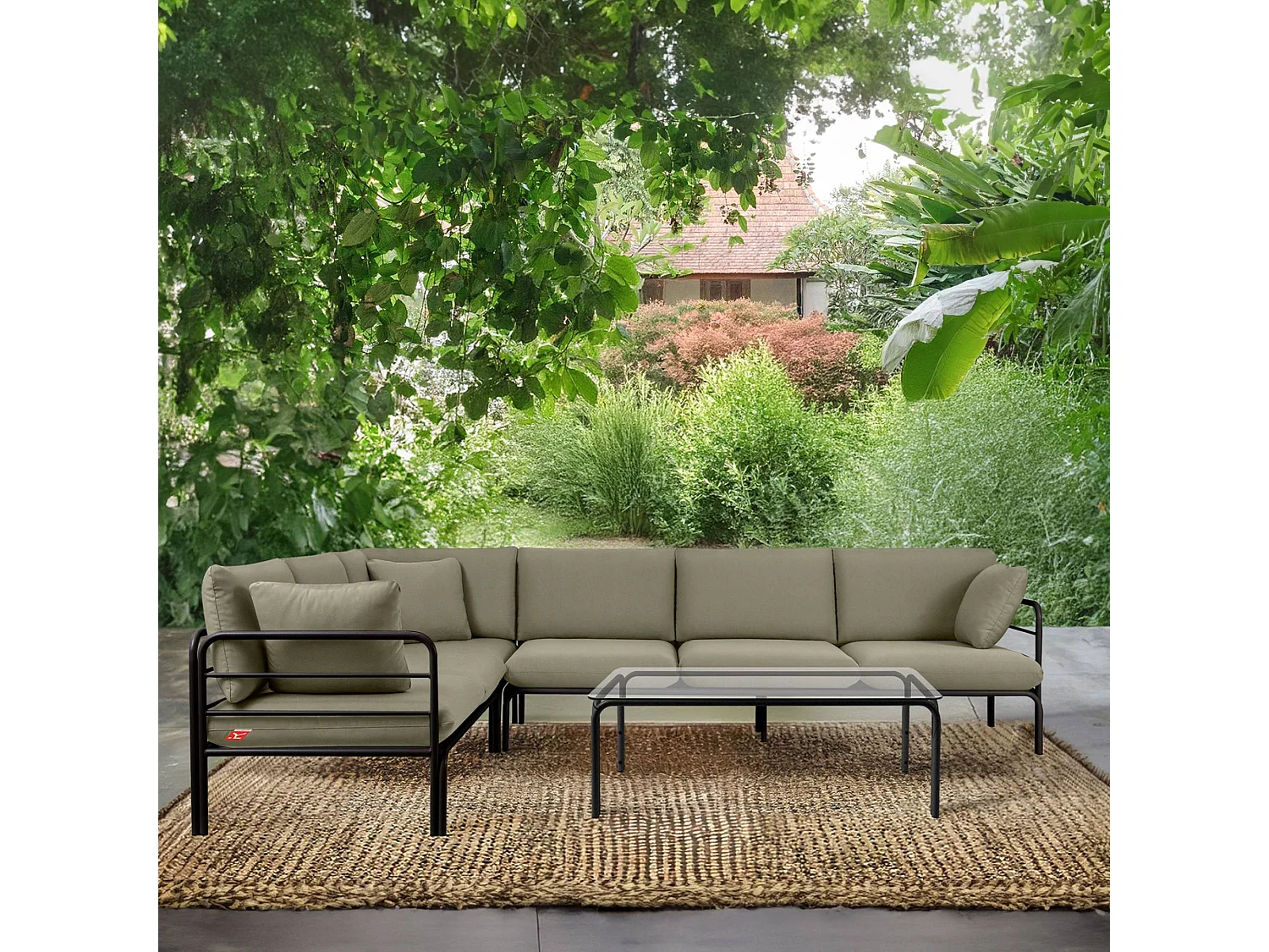 Table de jardin RAMBE anthracite, dimensions 125x42x65 cm, design moderne