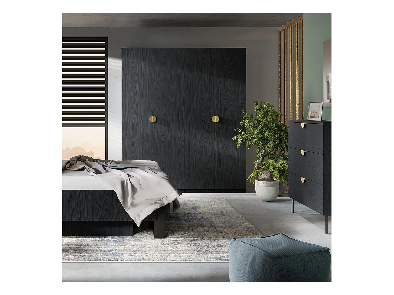 Commode VIDIS noir, dimensions 100x107x40 cm, parfait pour rangement